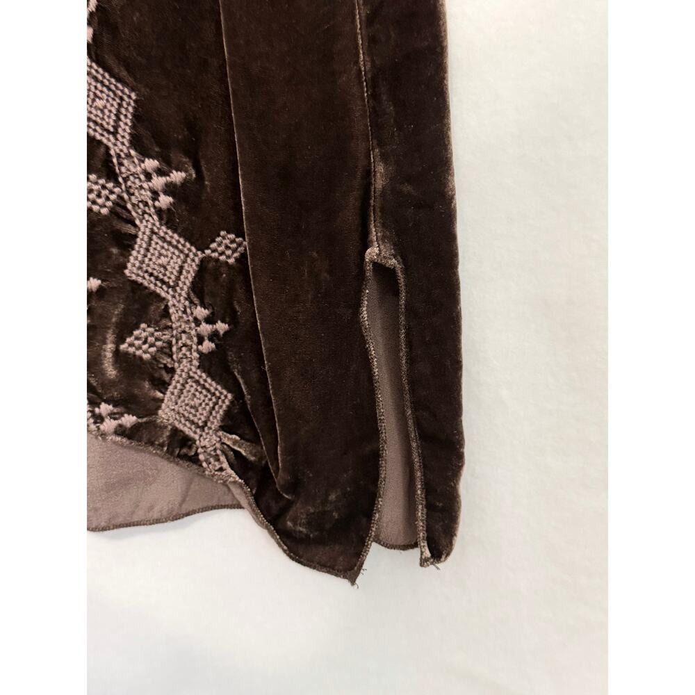 JWLA Johnny Was Embroidered Velvet Rayon Silk Tunic Top Brown Boho Festival - Picture 8 of 9